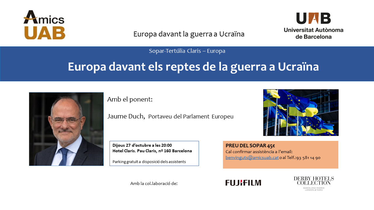 Sopar Tertulia Claris Europa vs Guerra a Ucrainba